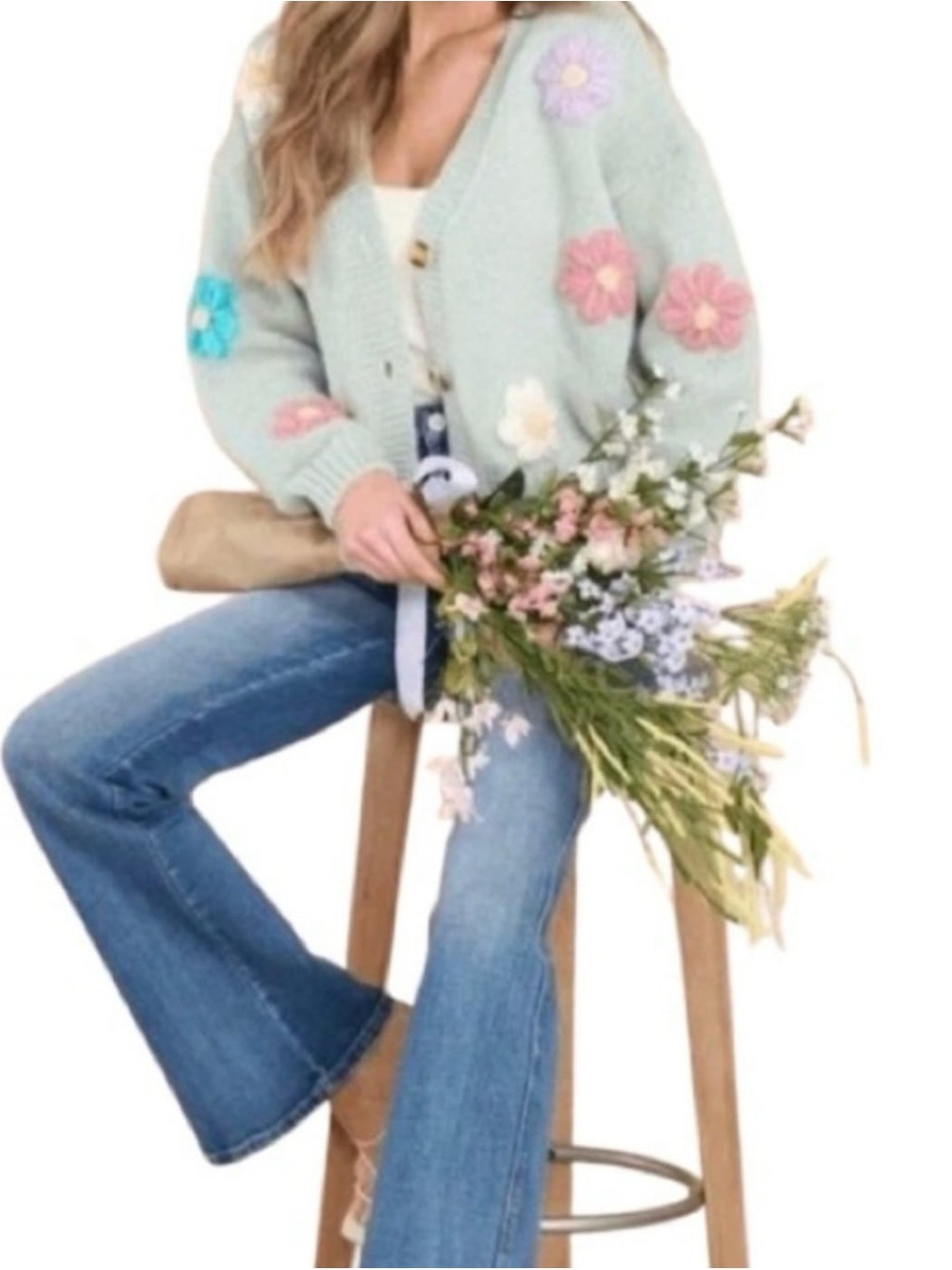 NWT Luna Ivy Floral Button-Front Cardigan